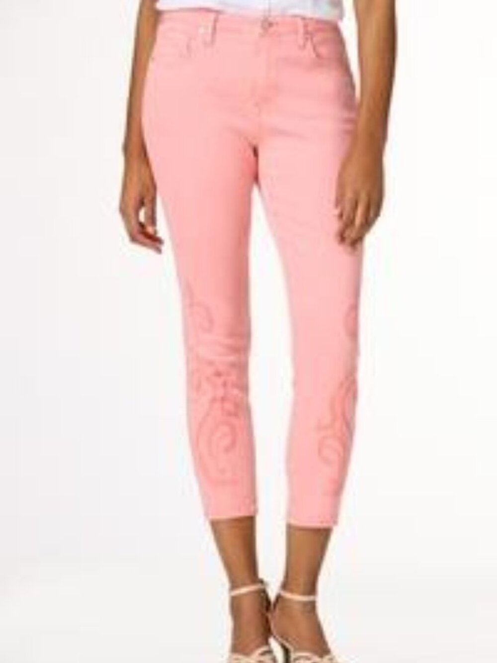 PETITE SOLID EMBROIDERED HEM SKINNY JEANS